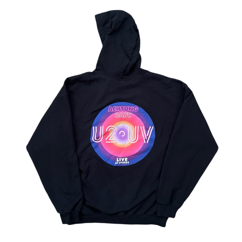 U2 UV Live at Sphere Las Vegas Hoodie Sweatshirt Black - Men’s  Large